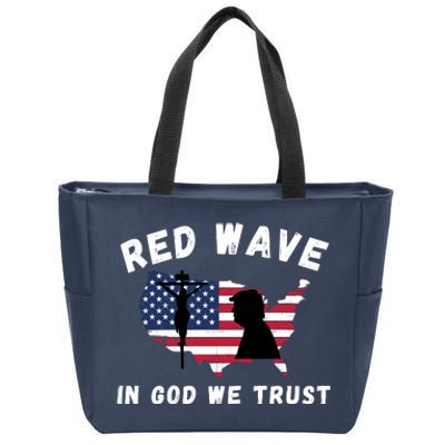 Red Wave, In God We Trust, Trump 2024, Pro Trump 45 47, He'll Be Back Zip Tote Bag