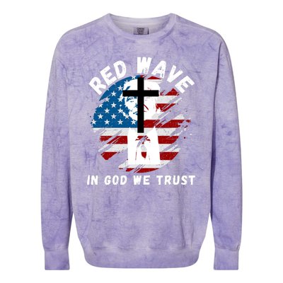 Red Wave, In God We Trust, He'll Be Back, Trump 2024, Pro Trump 45 47 Colorblast Crewneck Sweatshirt