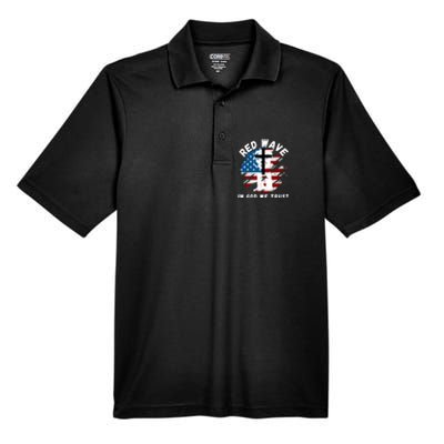 Red Wave, In God We Trust, He'll Be Back, Trump 2024, Pro Trump 45 47 Men's Origin Performance Pique Polo