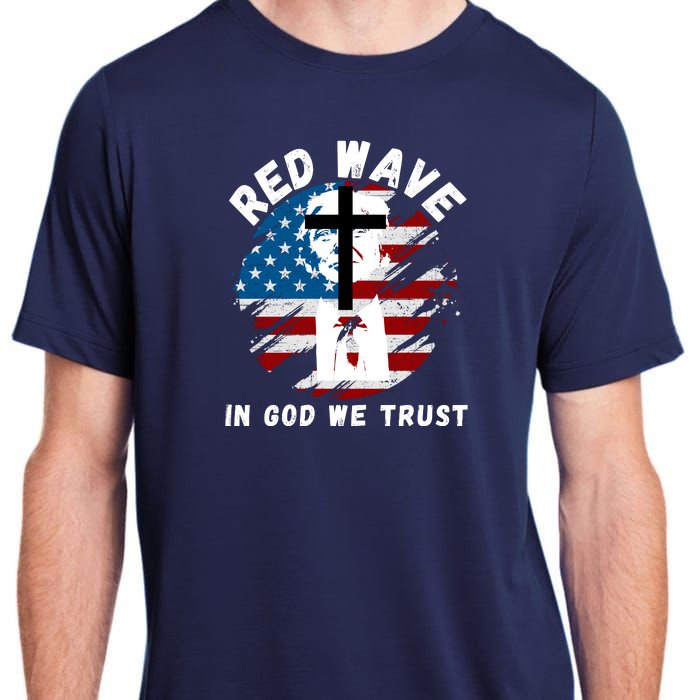 Red Wave, In God We Trust, He'll Be Back, Trump 2024, Pro Trump 45 47 Adult ChromaSoft Performance T-Shirt