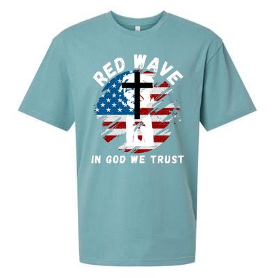 Red Wave, In God We Trust, He'll Be Back, Trump 2024, Pro Trump 45 47 Sueded Cloud Jersey T-Shirt