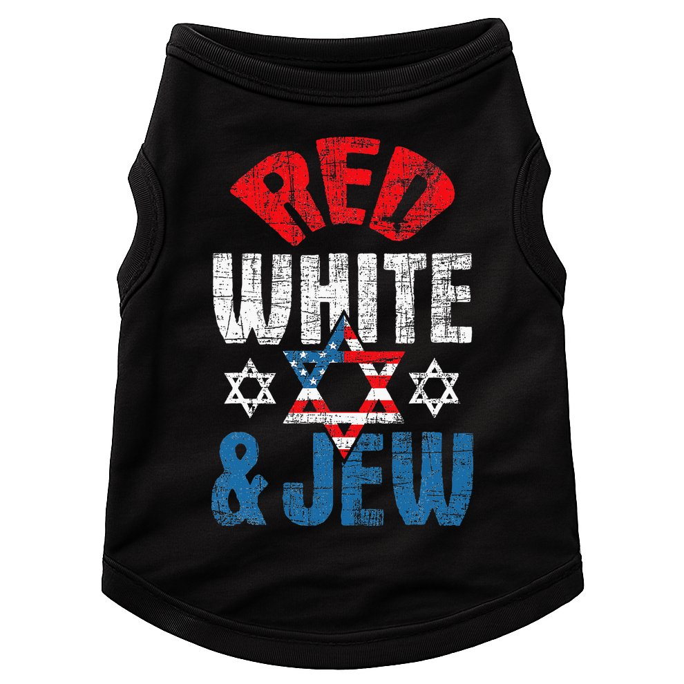 Red White & Jew Usa American Flag Jewish Star Of David Doggie Tank