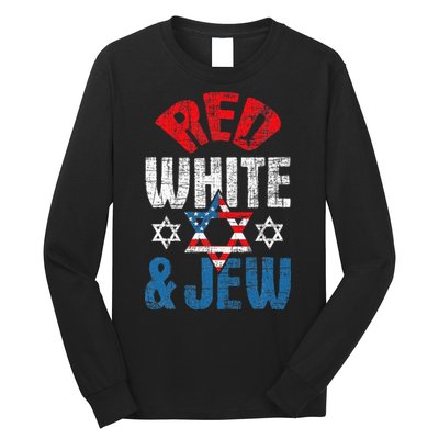 Red White & Jew Usa American Flag Jewish Star Of David Long Sleeve Shirt