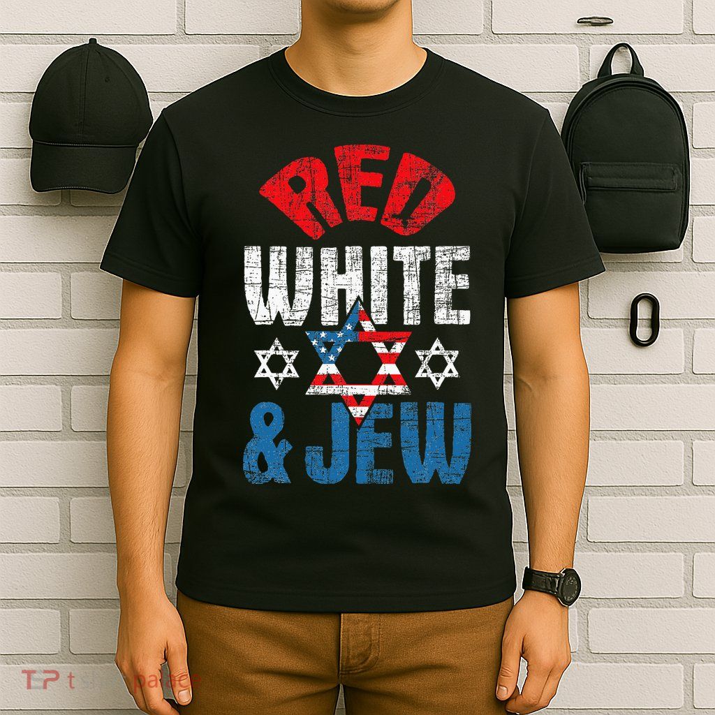 Red White & Jew Usa American Flag Jewish Star Of David T-Shirt