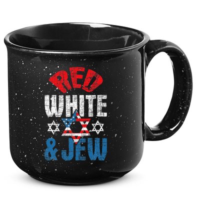 Red White & Jew Usa American Flag Jewish Star Of David 15oz Campfire Ceramic Mug