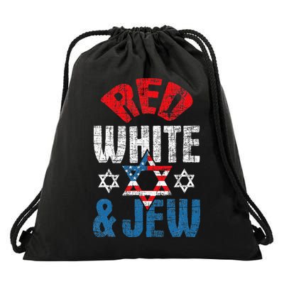 Red White & Jew Usa American Flag Jewish Star Of David Drawstring Bag