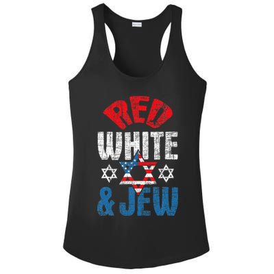 Red White & Jew Usa American Flag Jewish Star Of David Ladies PosiCharge Competitor Racerback Tank