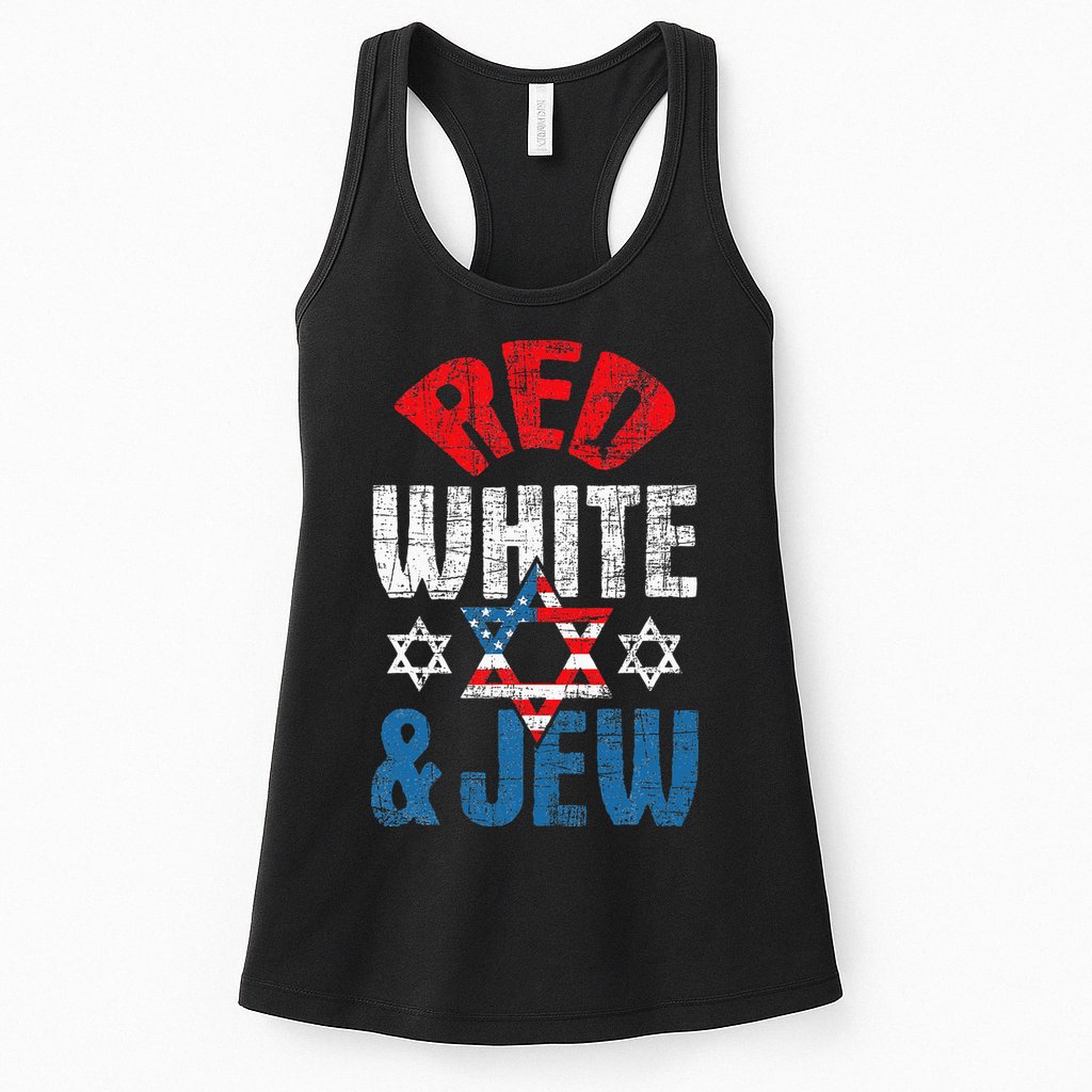 Red White & Jew Usa American Flag Jewish Star Of David Womens Tank Top