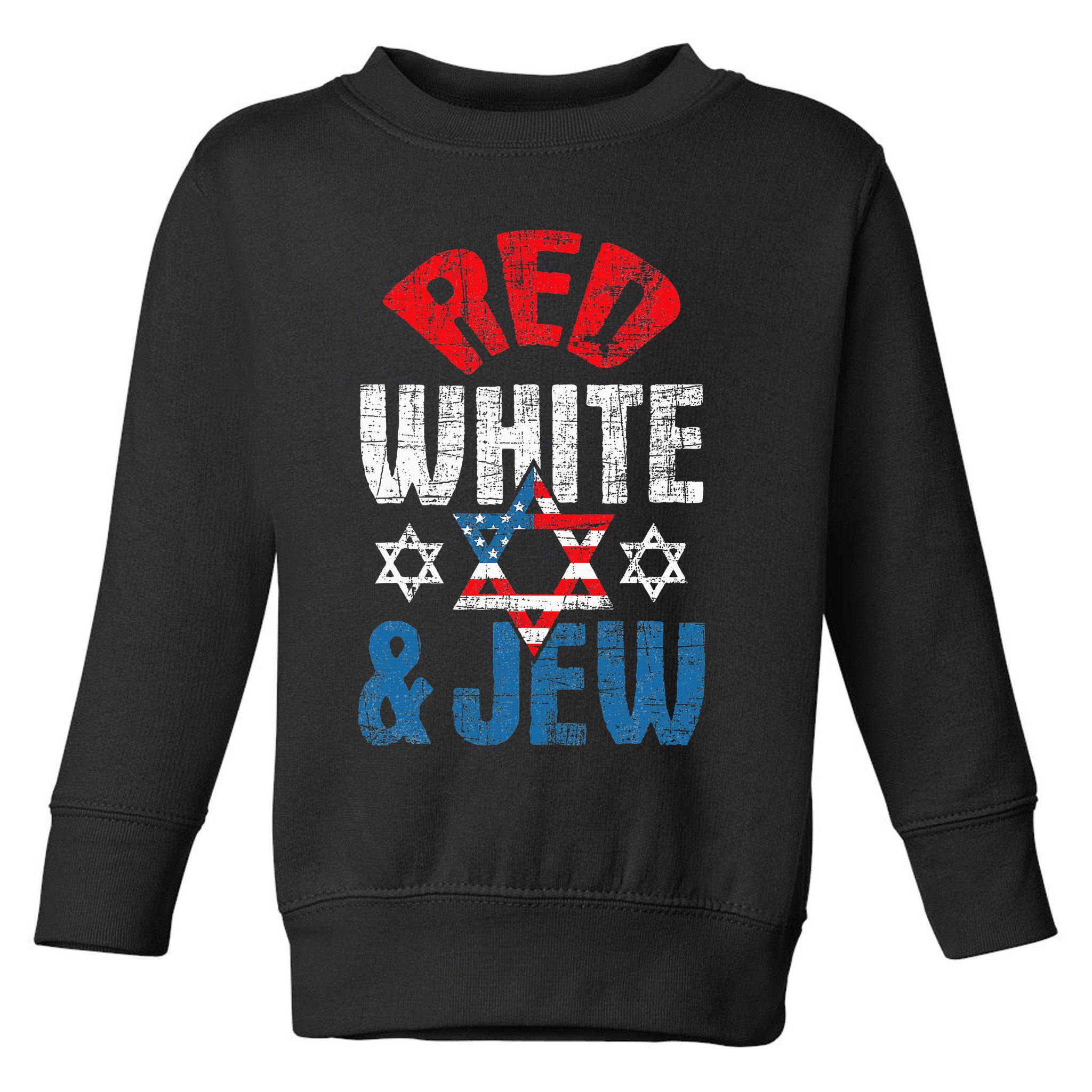Red White & Jew Usa American Flag Jewish Star Of David Toddler Sweatshirt