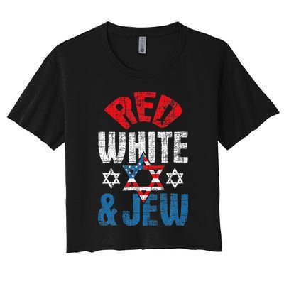 Red White & Jew Usa American Flag Jewish Star Of David Crop Top