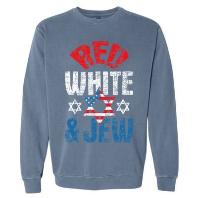 Red White & Jew Usa American Flag Jewish Star Of David Garment-Dyed Sweatshirt