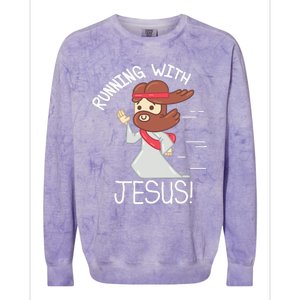 Running With Jesus Christian Faith Runner And Jogging Colorblast Crewneck Sweatshirt