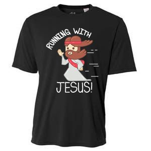 Running With Jesus Christian Faith Runner And Jogging Cooling Performance Crew T-Shirt