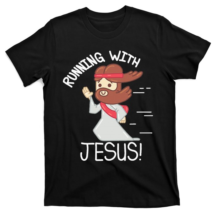 Running With Jesus Christian Faith Runner And Jogging T-Shirt