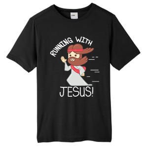 Running With Jesus Christian Faith Runner And Jogging Tall Fusion ChromaSoft Performance T-Shirt