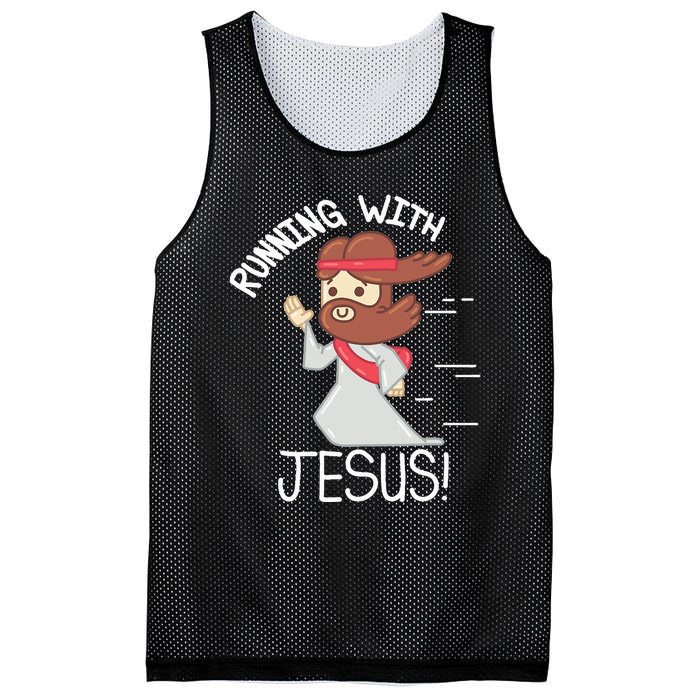 Running With Jesus Christian Faith Runner And Jogging Mesh Reversible Basketball Jersey Tank