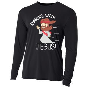 Running With Jesus Christian Faith Runner And Jogging Cooling Performance Long Sleeve Crew