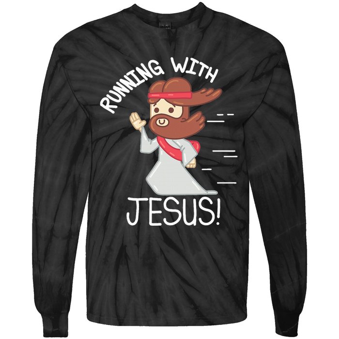 Running With Jesus Christian Faith Runner And Jogging Tie-Dye Long Sleeve Shirt