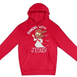 Running With Jesus Christian Faith Runner And Jogging Premium Pullover Hoodie