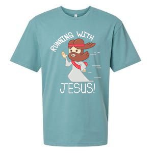 Running With Jesus Christian Faith Runner And Jogging Sueded Cloud Jersey T-Shirt