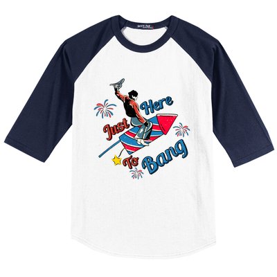 Retro Western Just Here To Bang 4th Of July Gift Baseball Sleeve Shirt