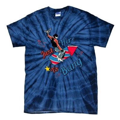 Retro Western Just Here To Bang 4th Of July Gift Tie-Dye T-Shirt