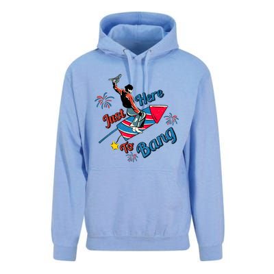 Retro Western Just Here To Bang 4th Of July Gift Unisex Surf Hoodie