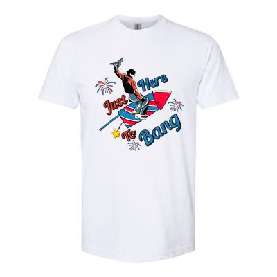 Retro Western Just Here To Bang 4th Of July Gift Softstyle CVC T-Shirt