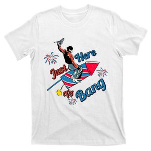 Retro Western Just Here To Bang 4th Of July Gift T-Shirt