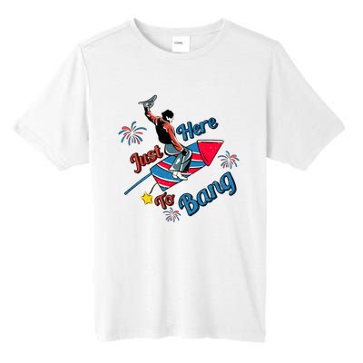 Retro Western Just Here To Bang 4th Of July Gift Tall Fusion ChromaSoft Performance T-Shirt