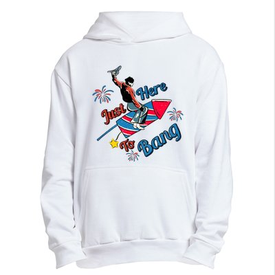 Retro Western Just Here To Bang 4th Of July Gift Urban Pullover Hoodie