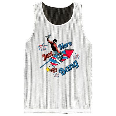 Retro Western Just Here To Bang 4th Of July Gift Mesh Reversible Basketball Jersey Tank