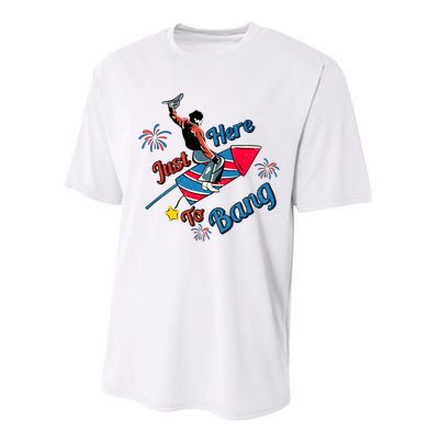 Retro Western Just Here To Bang 4th Of July Gift Performance Sprint T-Shirt