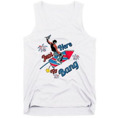 Retro Western Just Here To Bang 4th Of July Gift Tank Top