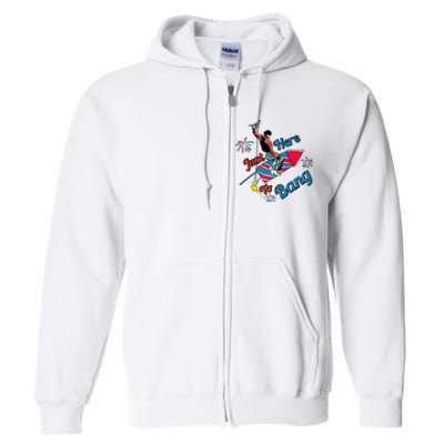 Retro Western Just Here To Bang 4th Of July Gift Full Zip Hoodie