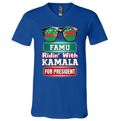 Ridin With Kamala Florida Famu Hbc V-Neck T-Shirt