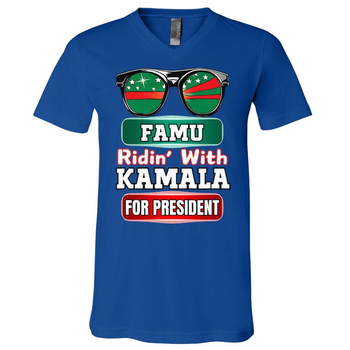 Ridin With Kamala Florida Famu Hbc V-Neck T-Shirt