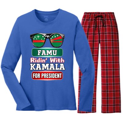 Ridin With Kamala Florida Famu Hbc Women's Long Sleeve Flannel Pajama Set 