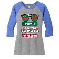 Ridin With Kamala Florida Famu Hbc Women's Tri-Blend 3/4-Sleeve Raglan Shirt