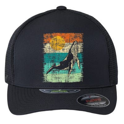 Retro Whale Lover Marine Biologist Aquarist Whales Animal Flexfit Unipanel Trucker Cap