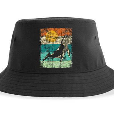 Retro Whale Lover Marine Biologist Aquarist Whales Animal Sustainable Bucket Hat