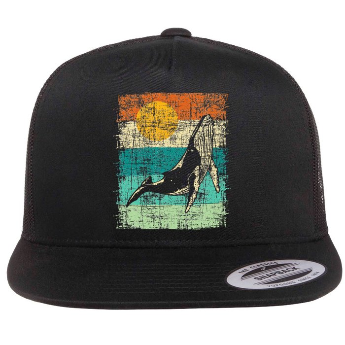 Retro Whale Lover Marine Biologist Aquarist Whales Animal Flat Bill Trucker Hat