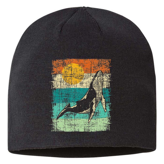 Retro Whale Lover Marine Biologist Aquarist Whales Animal Sustainable Beanie