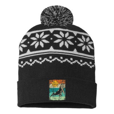 Retro Whale Lover Marine Biologist Aquarist Whales Animal USA-Made Snowflake Beanie