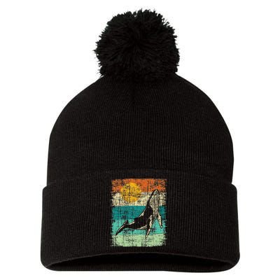 Retro Whale Lover Marine Biologist Aquarist Whales Animal Pom Pom 12in Knit Beanie