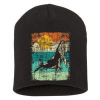 Retro Whale Lover Marine Biologist Aquarist Whales Animal Short Acrylic Beanie