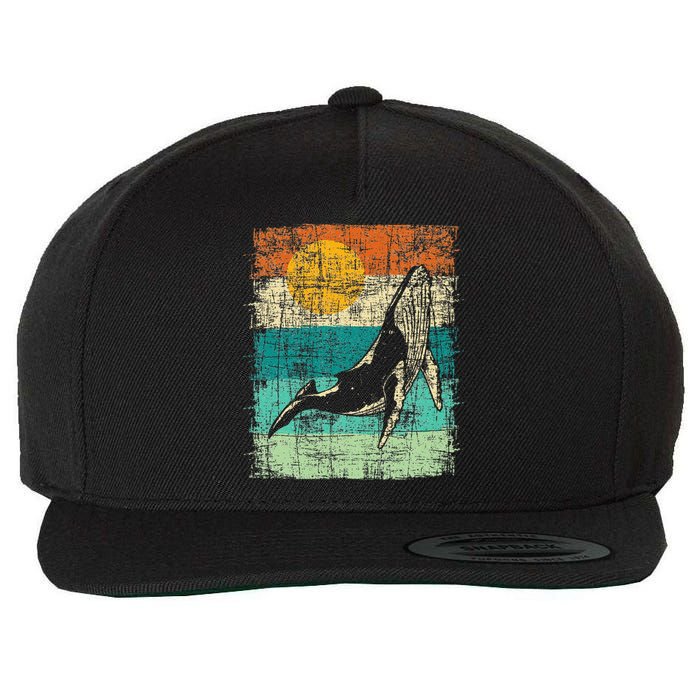 Retro Whale Lover Marine Biologist Aquarist Whales Animal Wool Snapback Cap