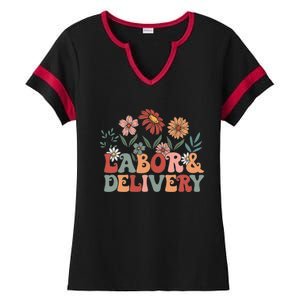 Retro Wildflowers Labor And Delivery Nurse Back To School Ladies Halftime Notch Neck Tee