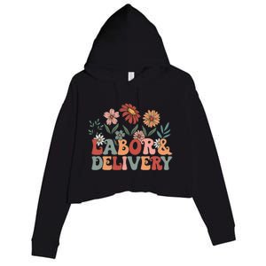 Retro Wildflowers Labor And Delivery Nurse Back To School Crop Fleece Hoodie