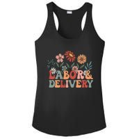 Retro Wildflowers Labor And Delivery Nurse Back To School Ladies PosiCharge Competitor Racerback Tank